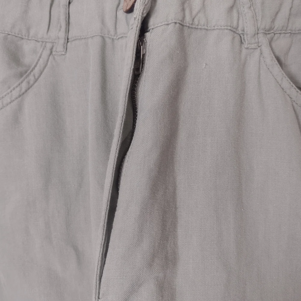 Zara Linen Cotton Short Sleeve Button Front Jumpsuit Green Size S